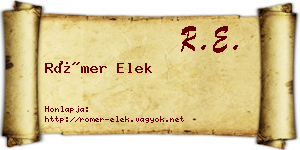 Römer Elek névjegykártya